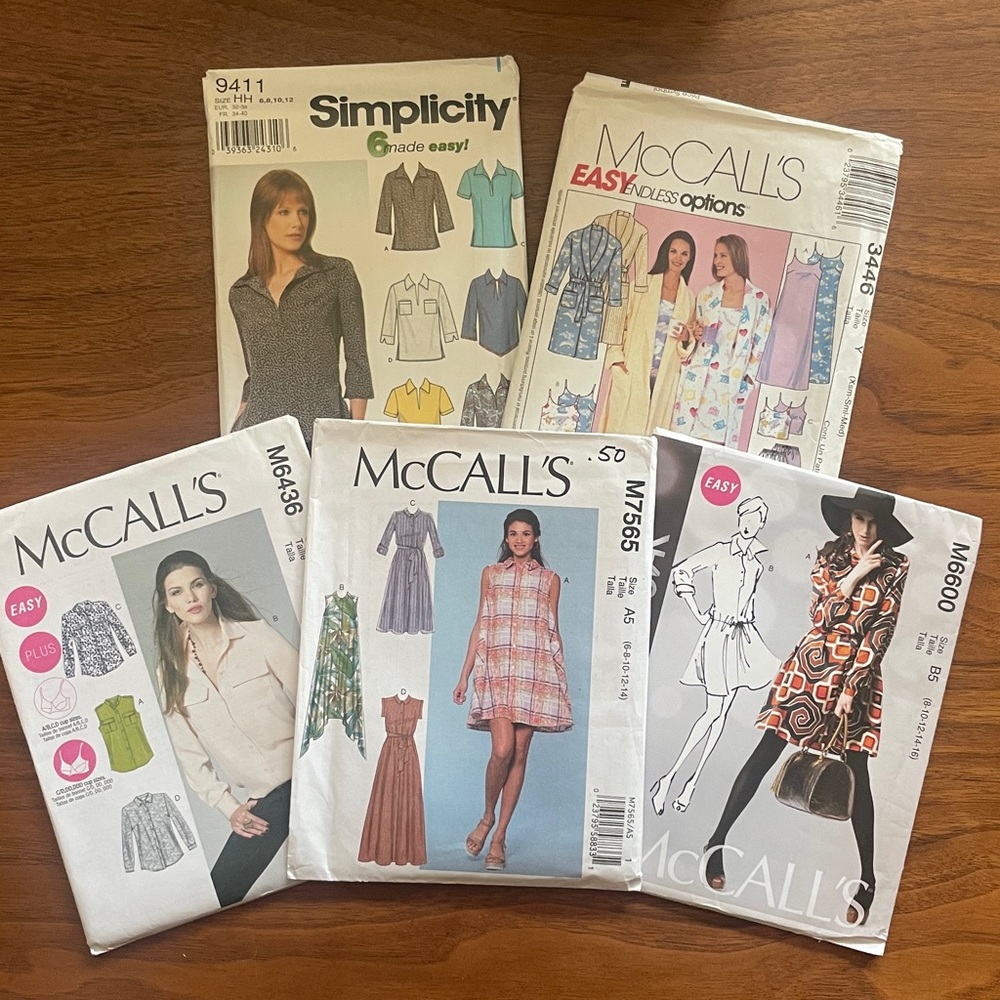 5 Uncut S/M Sewing Patterns Lot Multisize